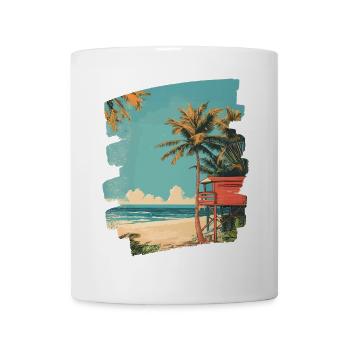 Plage Palmiers Soleil Été - Mug blanc - blanc - Devant