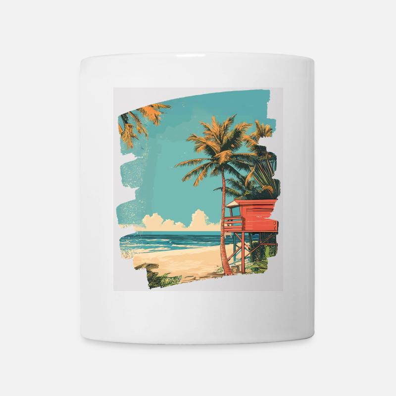 Plage Palmiers Soleil Été - Mug blanc - blanc