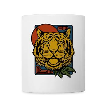 Wilder asiatischer Tiger - Raubkatzenkopf Illustration - Tasse - Weiß - Vorne