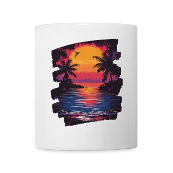 Plage Palmiers Coucher de soleil Été - Mug blanc - blanc - Devant