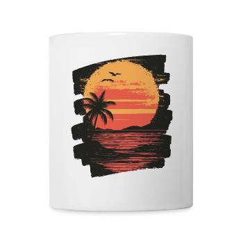 Plage Palmiers Coucher de soleil Été - Mug blanc - blanc - Devant