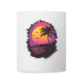 Plage Palmiers Coucher de soleil Été - Mug blanc - blanc - Devant