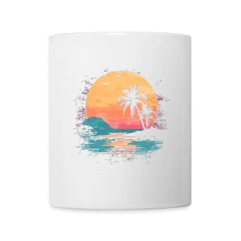 palmier coucher de soleil soleil d’été - Mug blanc - blanc - Devant