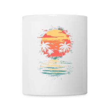 Plage Palmiers Coucher de soleil Été - Mug blanc - blanc - Devant