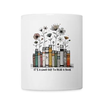Bücherwurm Lustiger Buch Spruch Florales - Tasse - Weiß - Vorne