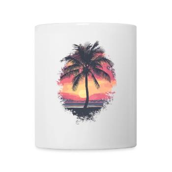 palmier coucher de soleil été - Mug blanc - blanc - Devant