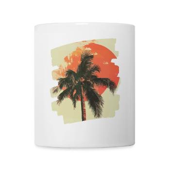 palmier coucher de soleil été - Mug blanc - blanc - Devant