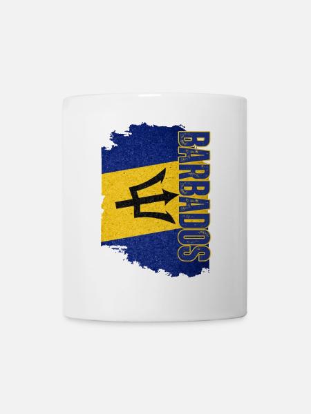 Aufrechte Barbados-Flagge, ich liebe Barbados - Tasse - Weiß