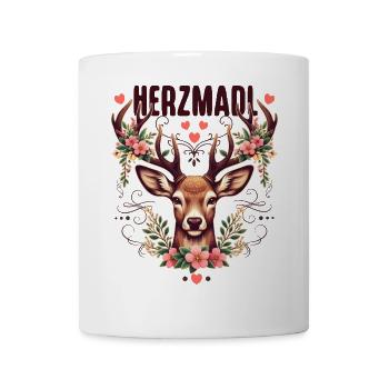 Trachtenshirt Damen Trachten T-Shirt Dirndl Outfit - Tasse - Weiß - Vorne