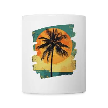 palmier coucher de soleil soleil d’été - Mug blanc - blanc - Devant