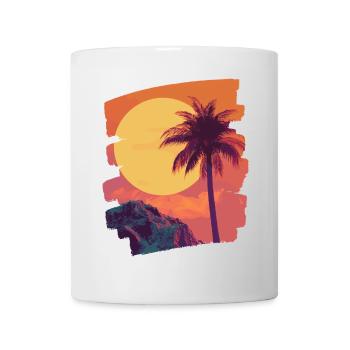 Plage Palmiers Coucher de soleil Été - Mug blanc - blanc - Devant