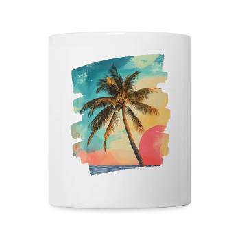 Plage Palmiers Coucher de soleil Été - Mug blanc - blanc - Devant