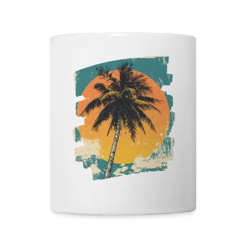 palmier coucher de soleil soleil d’été - Mug blanc - blanc - Devant