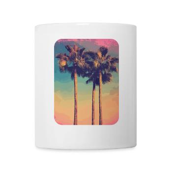 palmier coucher de soleil soleil d’été - Mug blanc - blanc - Devant