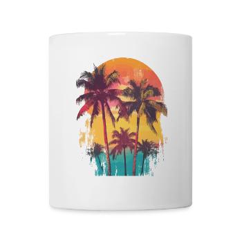 palmier coucher de soleil soleil d’été - Mug blanc - blanc - Devant