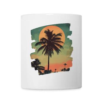 palmier coucher de soleil soleil d’été - Mug blanc - blanc - Devant