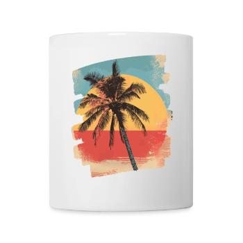 palmier coucher de soleil soleil d’été - Mug blanc - blanc - Devant