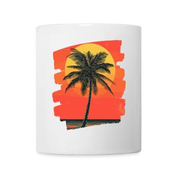 palmier coucher de soleil soleil d’été - Mug blanc - blanc - Devant