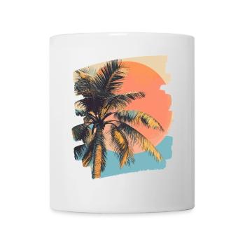 palmier coucher de soleil soleil d’été - Mug blanc - blanc - Devant