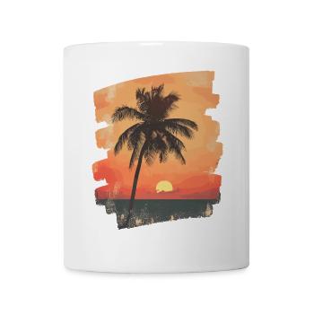 palmier coucher de soleil soleil d’été - Mug blanc - blanc - Devant