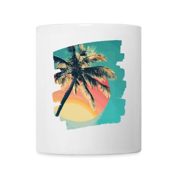 palmier coucher de soleil soleil d’été - Mug blanc - blanc - Devant
