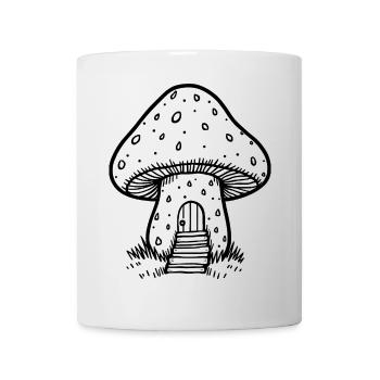 Illustration de maison champignon mignonne - Mug blanc - blanc - Devant