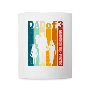 Papa & 3 Töchter Geschenk Design Vatertag - Tasse - Weiß - Vorne