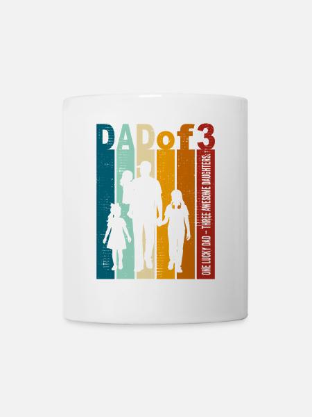 Papa & 3 Töchter Geschenk Design Vatertag - Tasse - Weiß