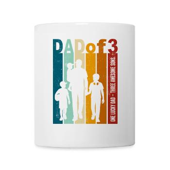 Papa & 3 Söhne Geschenk Design zum Vatertag - Tasse - Weiß - Vorne