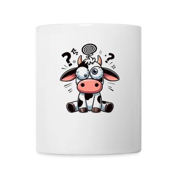 Lustige verwirrte Kuh Cartoon Clumsy Kulleraugen - Tasse - Weiß - Vorne