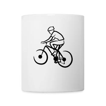 Mountainbiker Zeichnung - Tasse - Weiß - Vorne