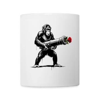 Peace Not War - Affe mit Rose Kanone - Tasse - Weiß - Vorne