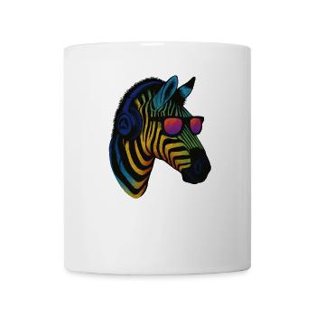 Cooles Zebra 90er Sonnenbrille Kopfhörer Musik - Tasse - Weiß - Vorne