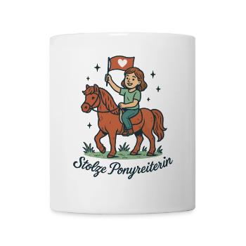 Stolze Ponyreiterin Pferde Mädchen Reiten - Tasse - Weiß - Vorne
