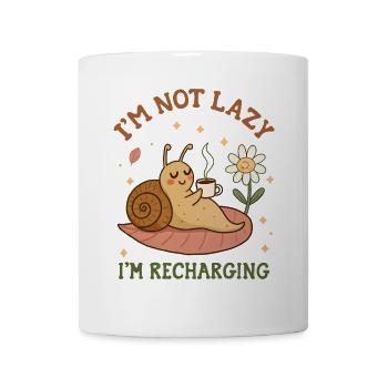 Je ne suis pas paresseux Je recharge drôle Escargot boisson Café - Mug blanc - blanc - Devant