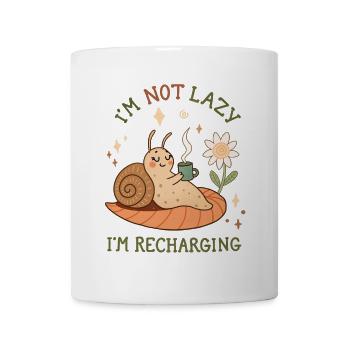 Je ne suis pas paresseux Je recharge drôle Escargot boisson Café - Mug blanc - blanc - Devant