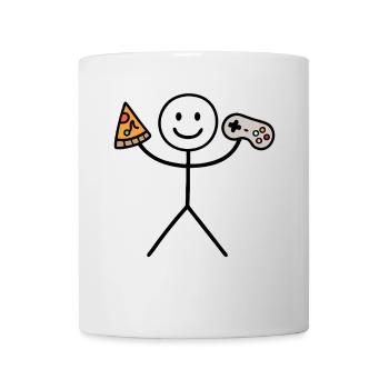 Funny Pizza Gamer with Controller Gaming Stick Men - Tasse - Weiß - Vorne