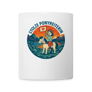 Stolze Ponyreiterin Pferde Mädchen Motiv - Tasse - Weiß - Vorne