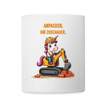 Maître excavatrice licorne - Mug blanc - blanc - Devant