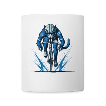 Motif de vélo sportif avec chat pour - Mug blanc - blanc - Devant