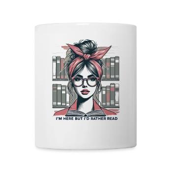 Ironic girl design for book lovers in retro - Mug - white - Front
