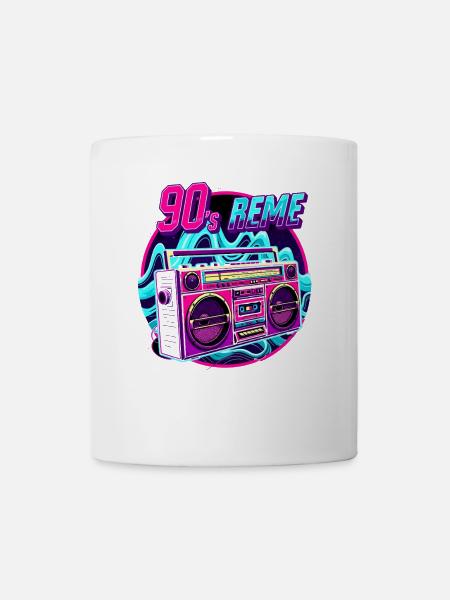 90s - Neon Boombox Retro Musik Style - Tasse - Weiß