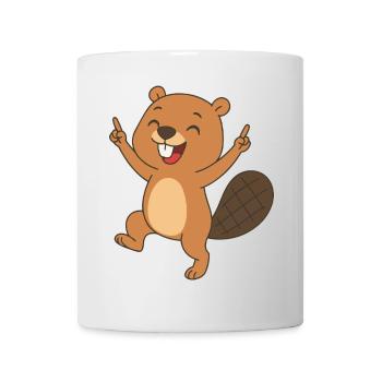 Fröhliches Biberbaby - Busy Beaver Baby - Tasse - Weiß - Vorne