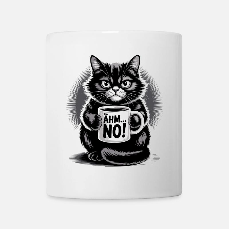 Ähm... No! Katze Mit Kaffee Humor - Tasse - Weiß