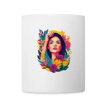 Femme Tête Fleurs Journée Internationale de la Femme Abstrait Créatif - Mug blanc - blanc - Devant