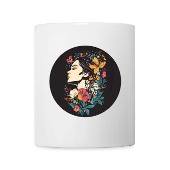 Femme Tête Fleurs Journée Internationale de la Femme Abstrait Créatif - Mug blanc - blanc - Devant