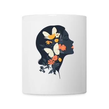 Femme Tête Fleurs Journée Internationale de la Femme Abstrait Créatif - Mug blanc - blanc - Devant