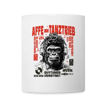 DJ Gorilla Shirt : Cheveux relevés, basses basses - Mug blanc - blanc - Devant