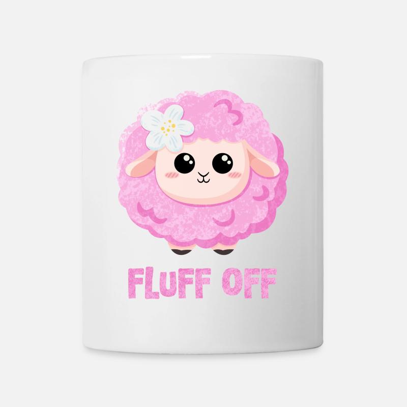 Rosa Schaf mit Spruch lustig - Fluff off - Tasse - Weiß