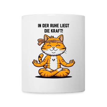 In der Ruhe liegt die Kraft lustige Yoga Katze - Tasse - Weiß - Vorne